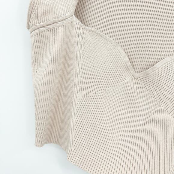 Jonathan Simkhai‎ Womens Abia Compact Rib Sweetheart Neck Cropped Tee Top Size L - Picture 4 of 6